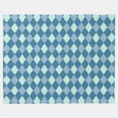 Blauw Argyle Vintage Patroon Fleece Deken (Voorkant (Horizontaal))