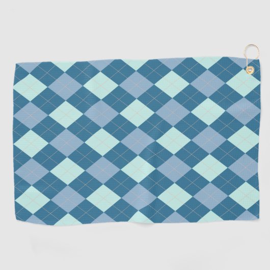 Blauw Argyle Vintage Patroon Golfhanddoek (Horizontaal)