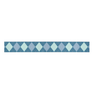 Blauw Argyle Vintage Patroon Grosgrain Lint