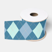 Blauw Argyle Vintage Patroon Grosgrain Lint (Spoel)