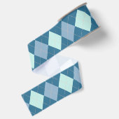 Blauw Argyle Vintage Patroon Grosgrain Lint (Achterkant)