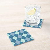 Blauw Argyle Vintage Patroon Kartonnen Onderzetters (Insitu)