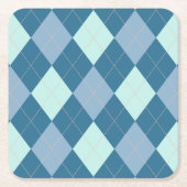 Blauw Argyle Vintage Patroon Kartonnen Onderzetters (Voorkant)