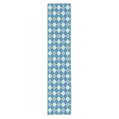 Blauw Argyle Vintage Patroon Korte Tafelloper (Voorkant)
