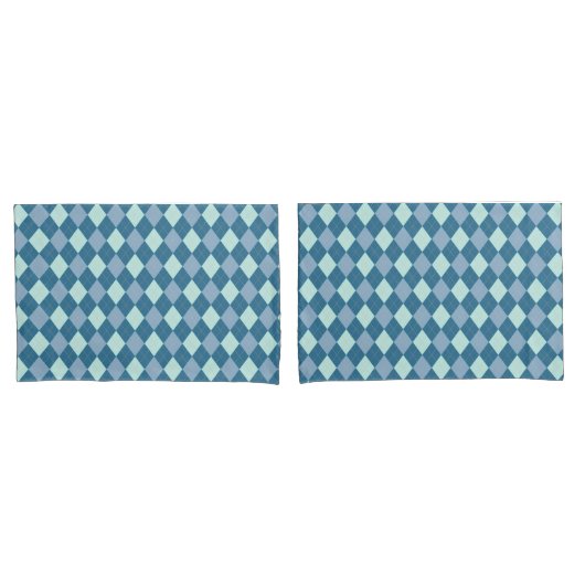 Blauw Argyle Vintage Patroon Kussensloop (Voorkant-Set)