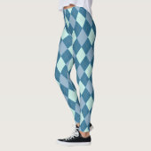 Blauw Argyle Vintage Patroon Leggings (Links)