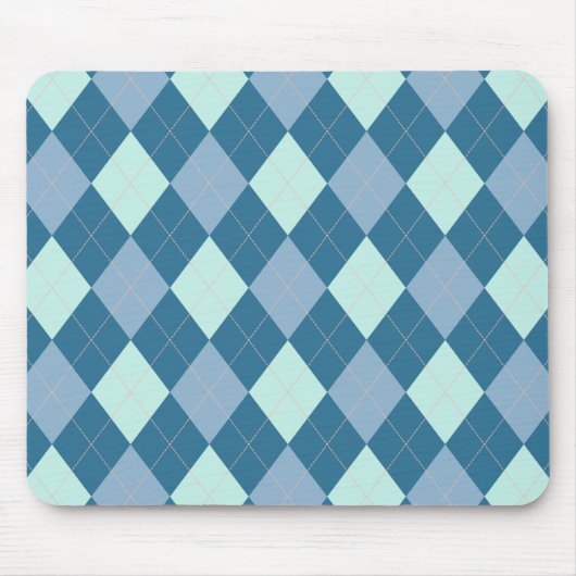 Blauw Argyle Vintage Patroon Muismat (Voorkant)