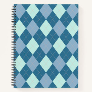 Blauw Argyle Vintage Patroon Notitieboek