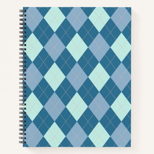 Blauw Argyle Vintage Patroon Notitieboek (Voorkant)