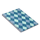 Blauw Argyle Vintage Patroon Notitieboek (Rechterzijde)
