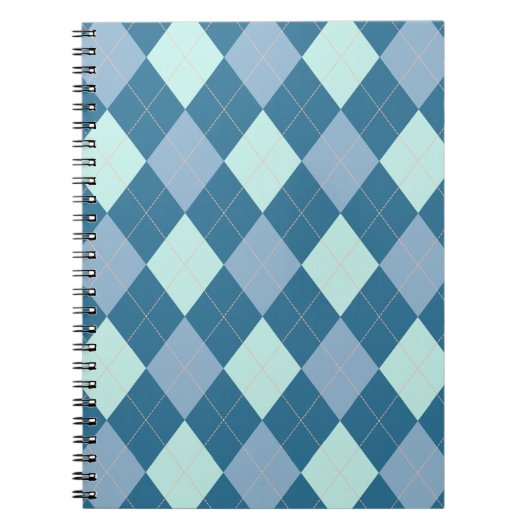 Blauw Argyle Vintage Patroon Notitieboek (Voorkant)