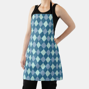 Blauw Argyle Vintage Patroon Schort