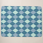 Blauw Argyle Vintage Patroon Sherpa Deken (Voorkant (horizontaal))