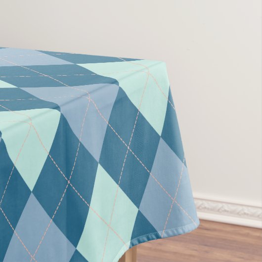 Blauw Argyle Vintage Patroon Tafelkleed (Voorbeeld)