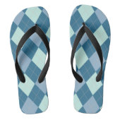 Blauw Argyle Vintage Patroon Teenslippers (Voetbed)