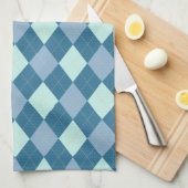 Blauw Argyle Vintage Patroon Theedoek (Quarter Fold)