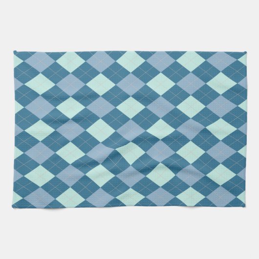 Blauw Argyle Vintage Patroon Theedoek (Horizontaal)
