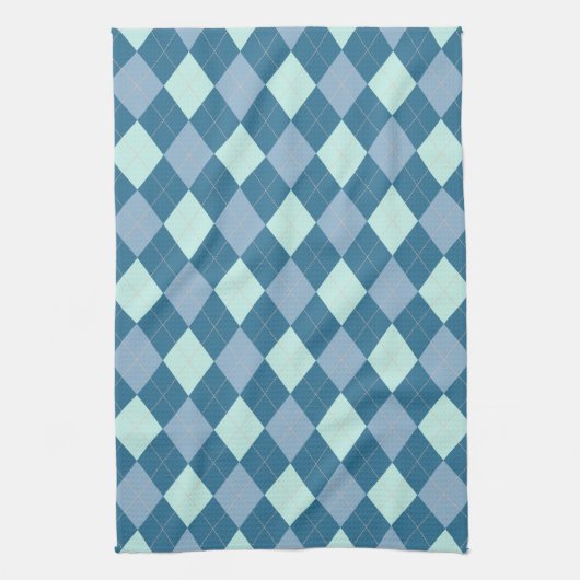 Blauw Argyle Vintage Patroon Theedoek (Verticaal)