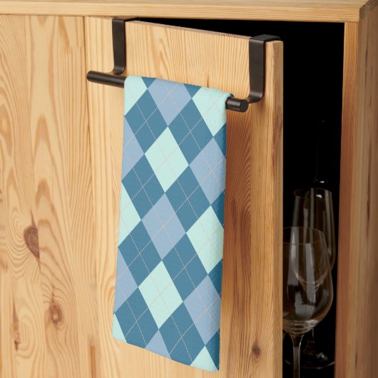 Blauw Argyle Vintage Patroon Theedoek (Derde Gevouwen)