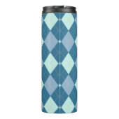 Blauw Argyle Vintage Patroon Thermosbeker (Achterkant)