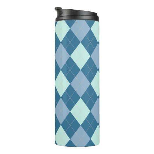 Blauw Argyle Vintage Patroon Thermosbeker (Geroteerd rechts)