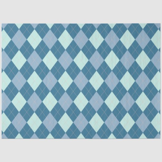 Blauw Argyle Vintage Patroon Tissuepapier (Voorkant)