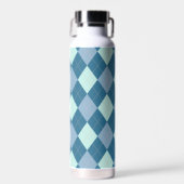 Blauw Argyle Vintage Patroon Waterfles (Voorkant)