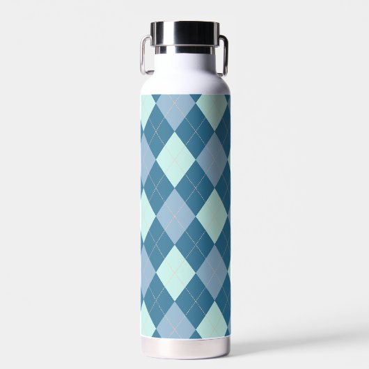 Blauw Argyle Vintage Patroon Waterfles (Voorkant)
