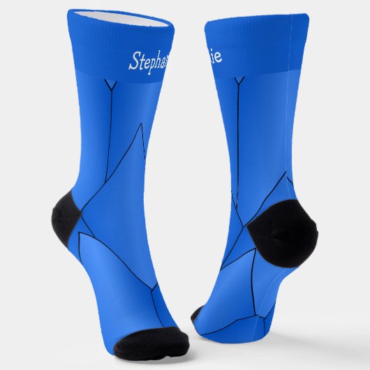 Blauw Art Deco Design Soksokken Sokken (Gebogen)