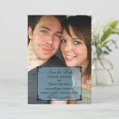 Blauw Art Deco kader Save the Date uitnodiging (Staand voorkant)