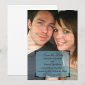 Blauw Art Deco kader Save the Date uitnodiging (Voorkant / Achterkant)