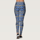 Blauw 'Art Deco' kralen & zilveren kant - brullend Leggings (Achterkant)