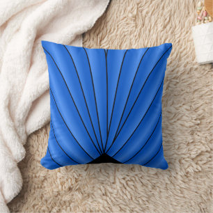 Blauw Art Deco ventilatorontwerp Kussen