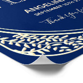 Blauw Art Deco Welkom Bruiloft Poster (Hoek)