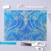 Blauw, art nouveau, floral, belle epoque, , chic tissuepapier (Craft)