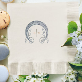 Blauw Art Nouveau Monogram Initialen Tafeldecor Servet