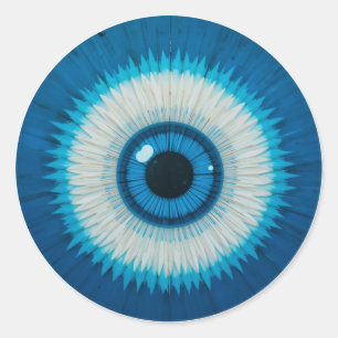 Blauw Artistiek Boosaardig Oog Boho Spiritueel Cad Ronde Sticker