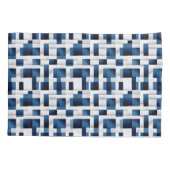 Blauw artistiek geruit motief | Geometrisch patroo Kussensloop (Achterkant)