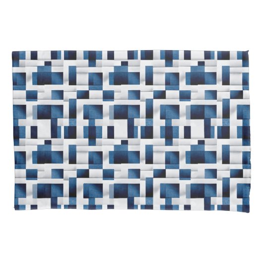 Blauw artistiek geruit motief | Geometrisch patroo Kussensloop (Voorkant)