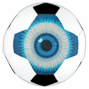 Blauw artistiek oog van de boze opzet ontwerp voetbal