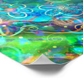 Blauw Artistieke Bloemen Custom Name Mantra Inspir Poster (Hoek)