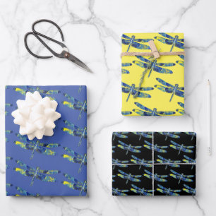 Blauw artsy Dragonfly Wrapping Craft Paper