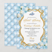 Blauw Assepoester Glas Schoen Prinses Zoet Zestien Kaart (Voorkant / Achterkant)