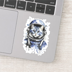 Blauw astronaut kat spetter ontwerp sticker