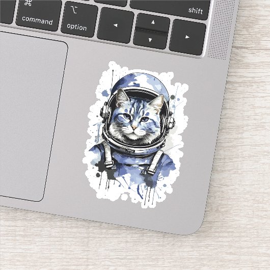 Blauw astronaut kat spetter ontwerp sticker (Detail)