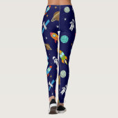 Blauw astronaut patroon leggings (Achterkant)