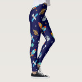 Blauw astronaut patroon leggings (Rechts)