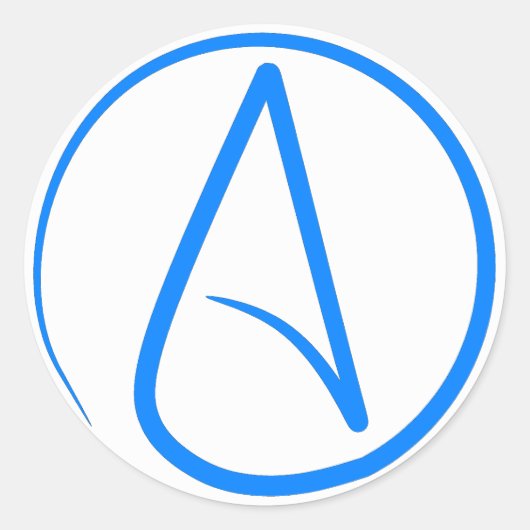 Blauw atheïst A Ronde Sticker (Voorkant)