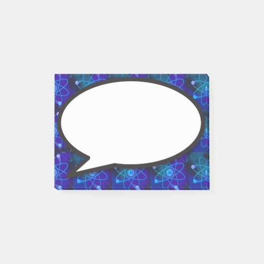 Blauw Atoomstructuur Spreekballon Wetenschap Post-it® Notes (Voorkant)