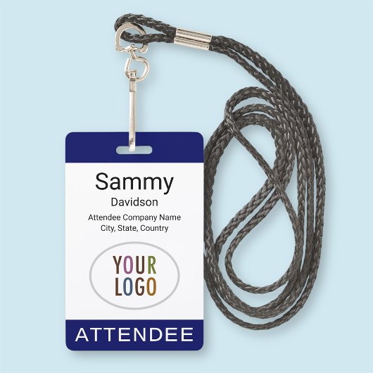 Blauw Attendee Badge Evenement Logo Sleutelkoord C